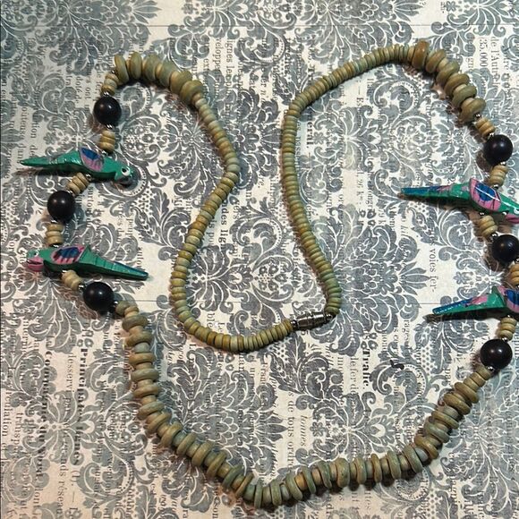 Colorful Beaded Parrot Necklace - Picture 1 of 5